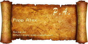 Popp Alex névjegykártya